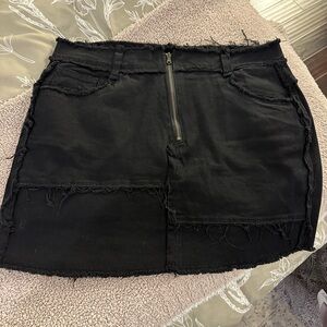 Black denim skirt